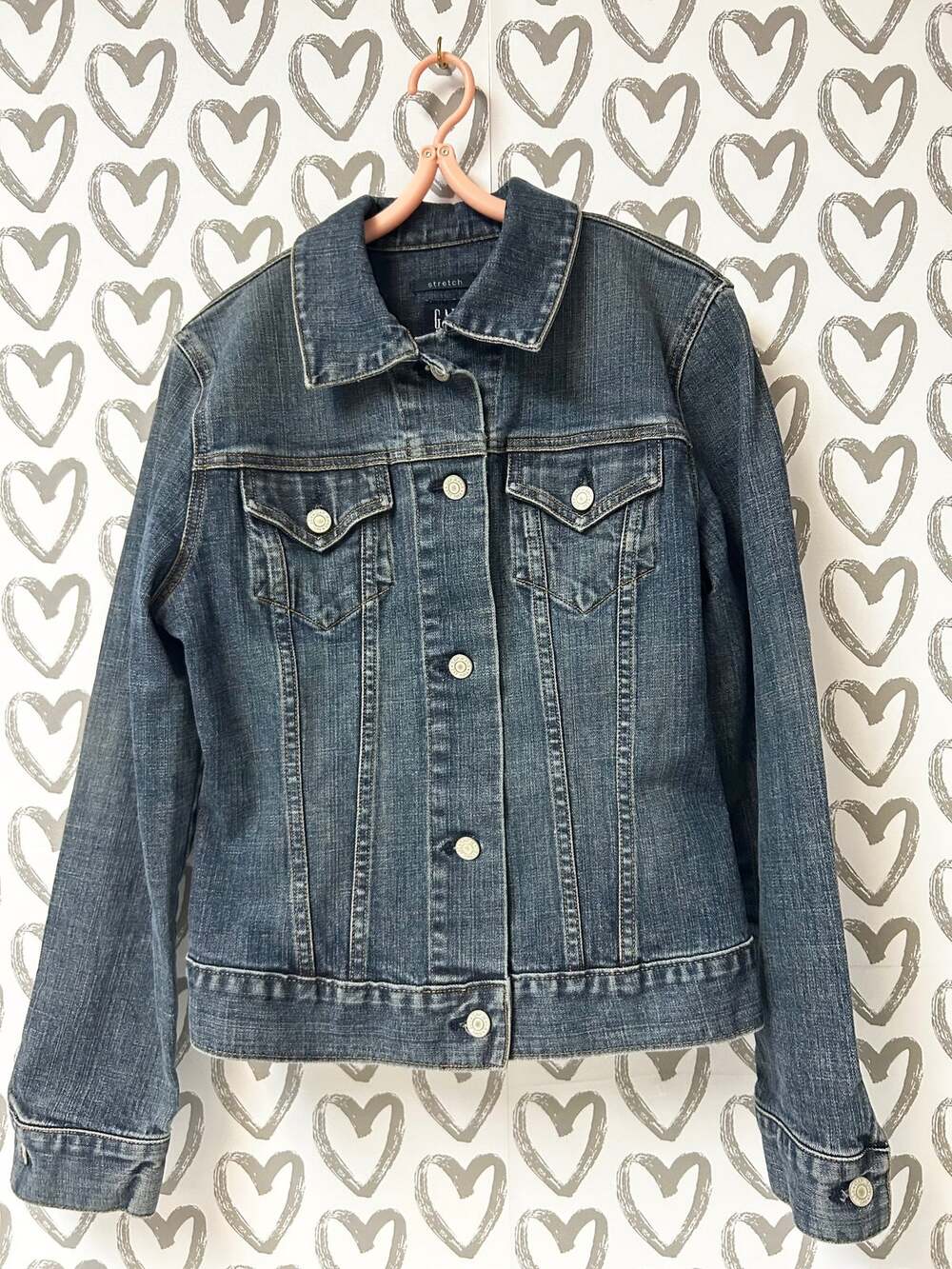 Gap Blue Stretch Denim Jean Jacket Size S Button Front